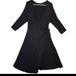 Torrid Surplice Faux Wrap Dress Black Sz 0 12 Large Holiday Party Dress